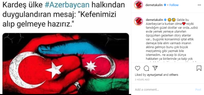 "Gəl də bu Azərbaycana qurban olma" - Demet Akalın