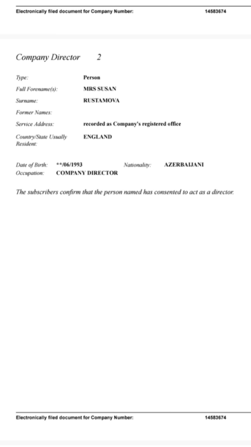 Elman Rüstəmovun daha bir qızı Londonda şirkət açdı (SƏNƏD)