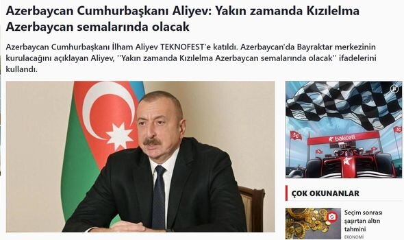 Prezident İlham Əliyevin "TEKNOFEST"də çıxışı Türkiyə mediası tərəfindən geniş işıqlandırılıb