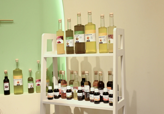 Leyla Əliyeva və Alena Əliyeva Gəncədə qadın sahibkarın sağlam qida brendi ilə tanış olublar