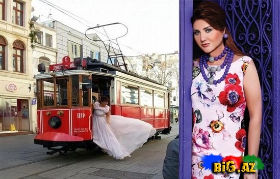 Sibel Can gəlinliklə tramvaya mindi - FOTO