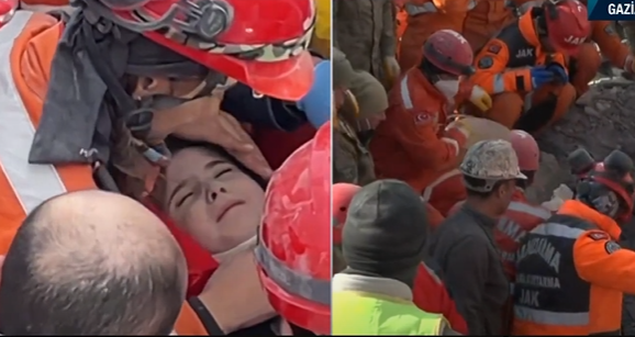 Ata və qız 132 saat sonra dağıntılar altından xilas edildi - VİDEO