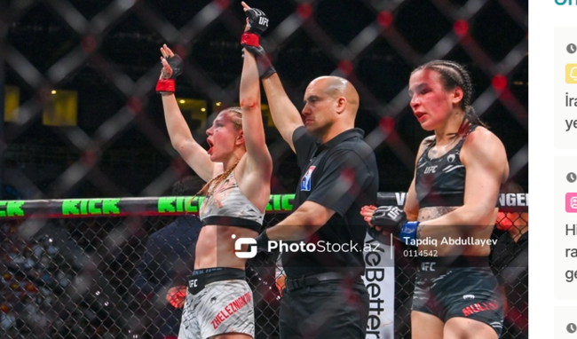 "UFC Fight Night": Rusiyalı Darya Jeleznyakova ingiltərəli Melisa Mallinsə qalib gəldi