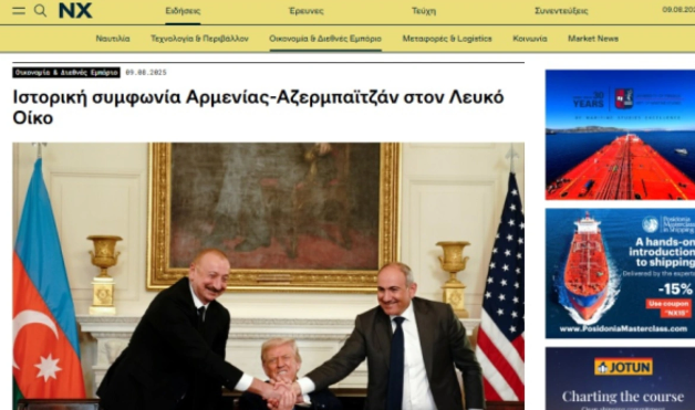 Yunanıstan mediası: Ağ Evdə tarixi sülh - Ermənistan və Azərbaycan yeni səhifəyə qədəm qoydu