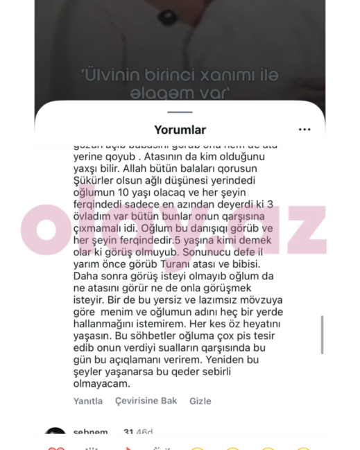 "Ayrılmağımızla Fatimənin əlaqəsi yoxdur" - Ülvinin eks-xanımı