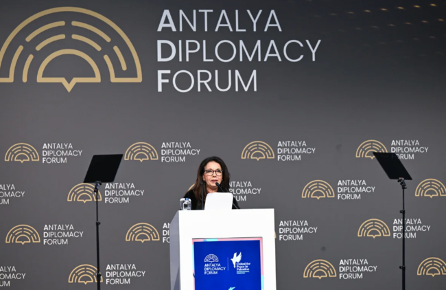 Mehriban Əliyeva Antalyada Fələstinlə bağlı paneldə iştirak edib - FOTO