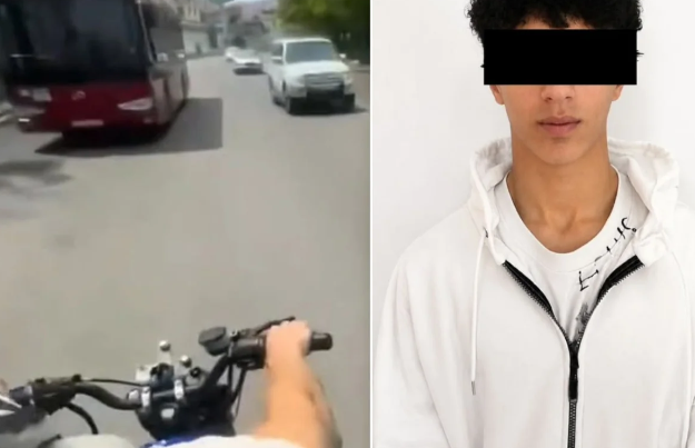 Bakıda yol hərəkəti qaydalarını pozan motosikletçi saxlanıldı