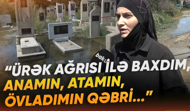 Zabratda xoşagəlməz mənzərə: Qəbirləri su basıb - VİDEO