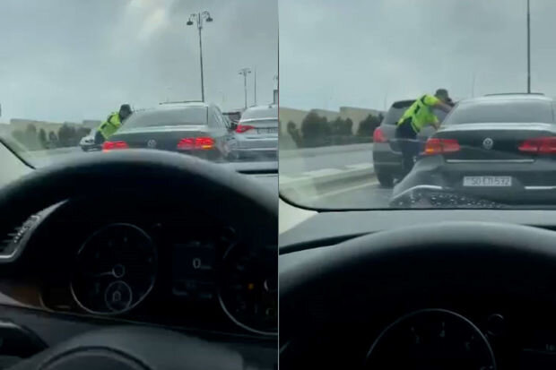 Bakıda sürücünün polislərdən yayınma anları - ANBAAN VİDEO