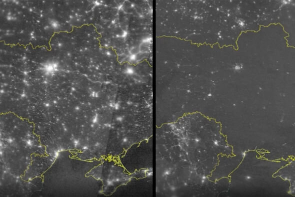 NASA işıqsız qalan Ukraynanın kosmosdan fotosunu paylaşdı - FOTO