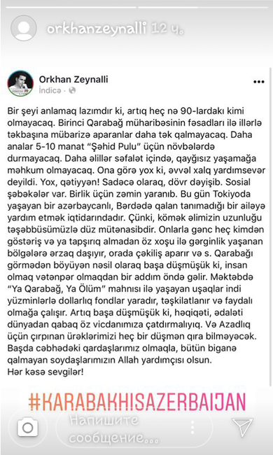 ABŞ-da yaşayan repçi Orxan Zeynallıdan MÖHTƏŞƏM PAYLAŞIM - FOTO