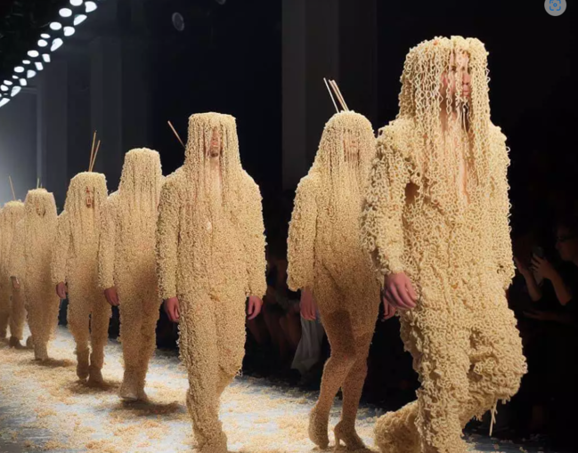 Qəribə dəfilə - "Əriştə"li geyimlər...