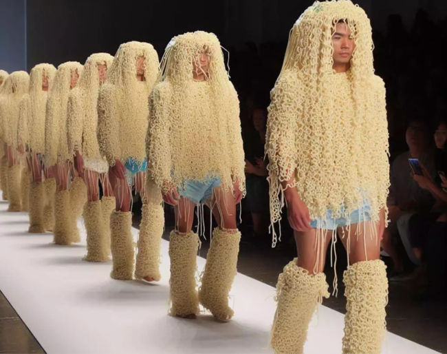 Qəribə dəfilə - "Əriştə"li geyimlər...