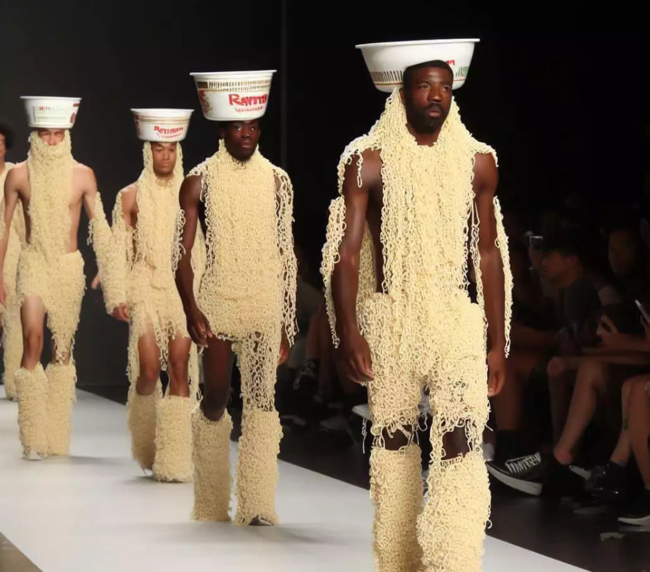 Qəribə dəfilə - "Əriştə"li geyimlər...