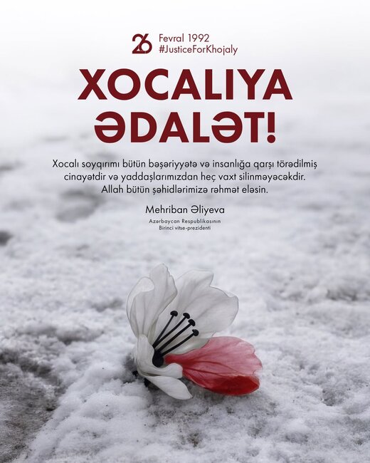 Mehriban Əliyevanın sosial şəbəkə hesablarında Xocalı soyqırımı ilə bağlı paylaşım edildi - Foto