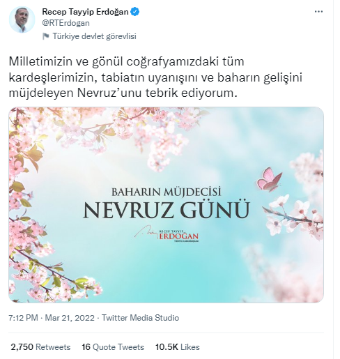 Ərdoğandan Novruz paylaşımı - FOTO