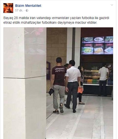 "28 mall"da OLAY: Üzərində Ermənistan yazılan köynək geyindi, soyundurdular - FOTO