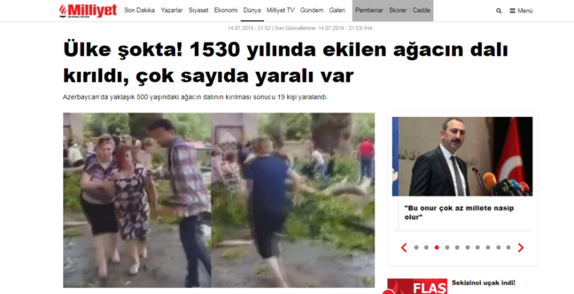 Türkiyə mətbuatı Şəkidəki faciədən yazdı