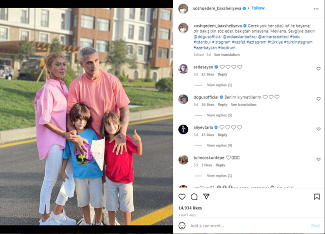 Xoşqədəm həyat yoldaşı Doğuş və əkizləri ilə - YENİ FOTO