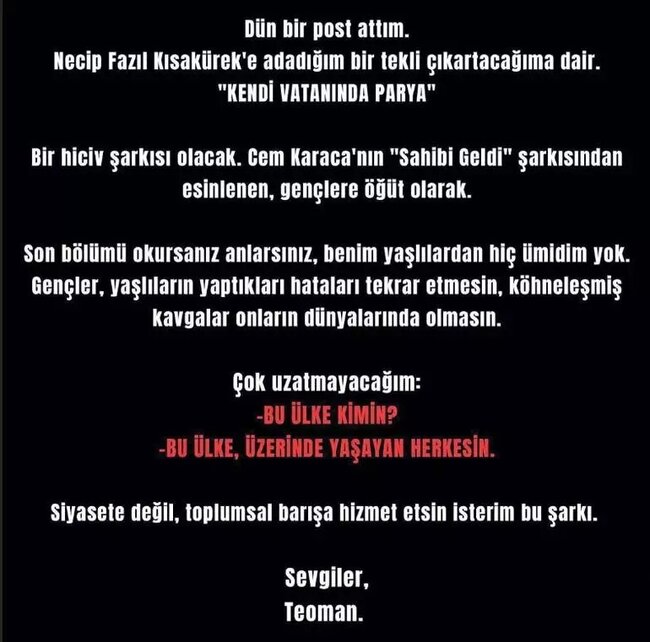 Teoman qalmaqallı mahnısından danışdı: "Bu siyasət deyil"