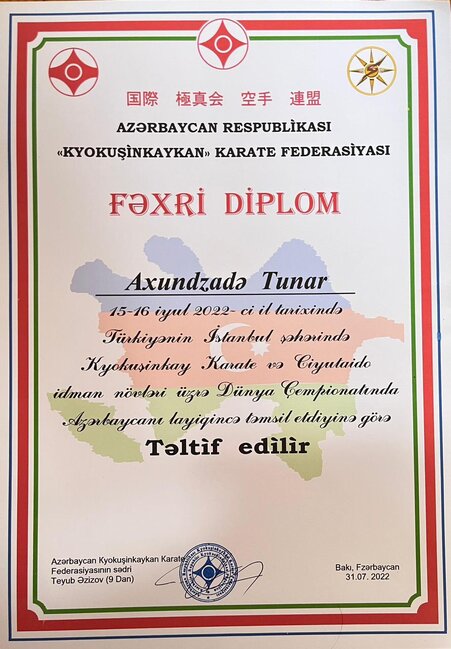 Dünya çempionu Tunar Axundzadəyə iki nüfuzlu hakim adı verildi