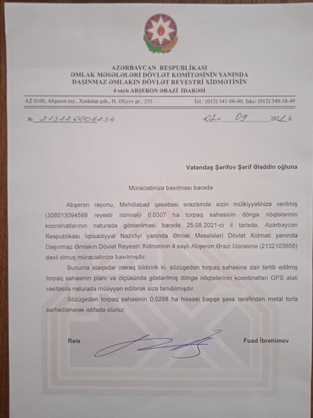 "Azərsu"nun əməkdaşı Hacı Arif Qarabağ əlilinin torpağını zəbt edib - ŞİKAYƏT