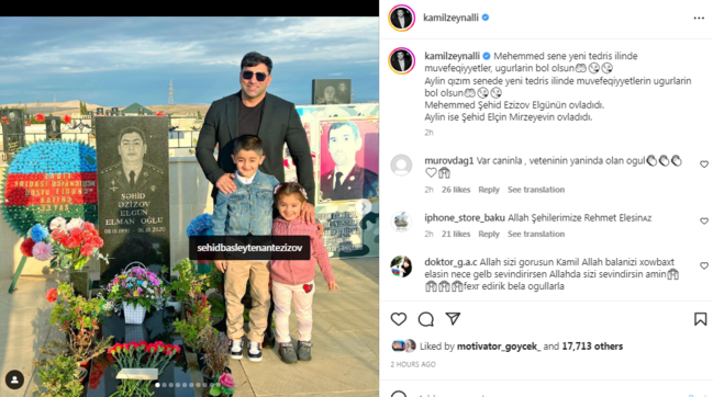 Kamil Zeynallı qızı ilə birgə şəhid övladlarını məktəbə yola saldı - FOTO