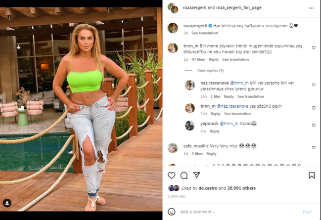 43 yaşlı Rozanı bu geyiminə görə "YIXIB-SÜRÜDÜLƏR" - FOTO