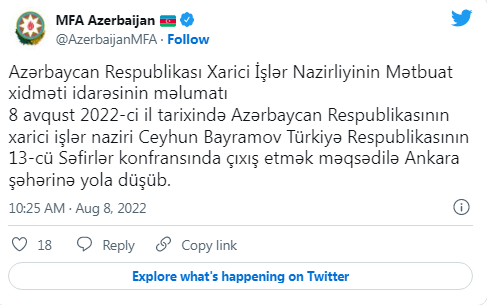 Ceyhun Bayramov Ankaraya yola düşüb