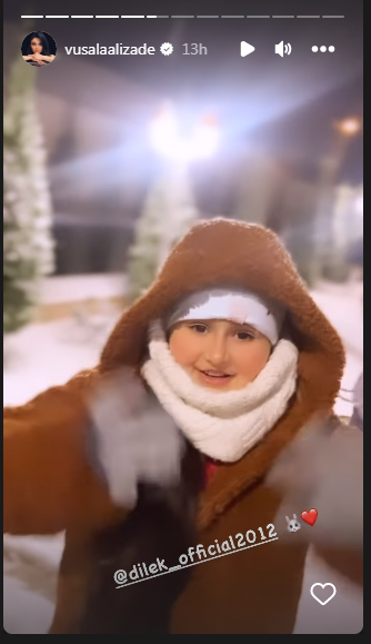 Vüsalə qızı ilə qar sevinci yaşadı - FOTO-VİDEO