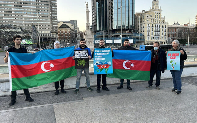 Erməni ekoterroruna Madriddə etiraz edilib - FOTO