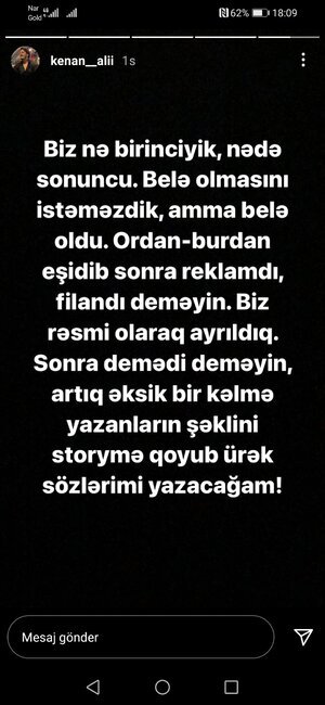 "Biz rəsmi olaraq ayrıldıq"-AYNİŞAN BOŞANDI -FOTO