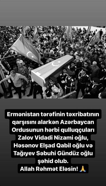 Aygün Kazımovadan şəhid olan hərbçilərimizlə bağlı paylaşım - FOTOLAR