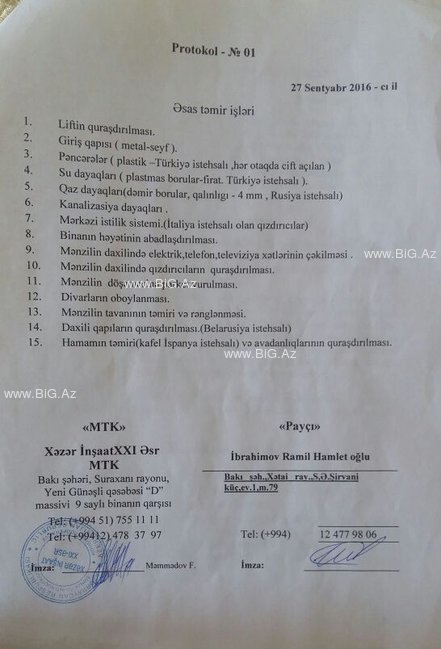 "Xəzər İnşaat" MTK şikayətçi sakinlərə təzyiq edir - ÖZƏL