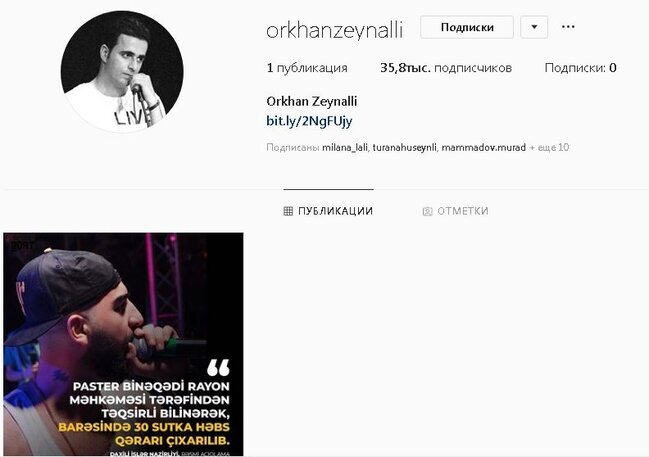 Məşhur repçi Orxan Zeynallı uzun müddət sonra "İnstagram"a QAYITDI: "Salam" - FOTO