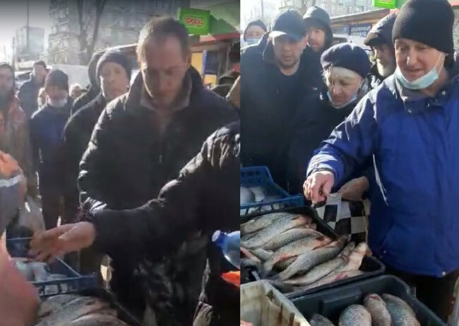 "Bərdəli Mişa" yenidən iş başında: Ukraynalılara pulsuz balıq paylandı - VİDEO