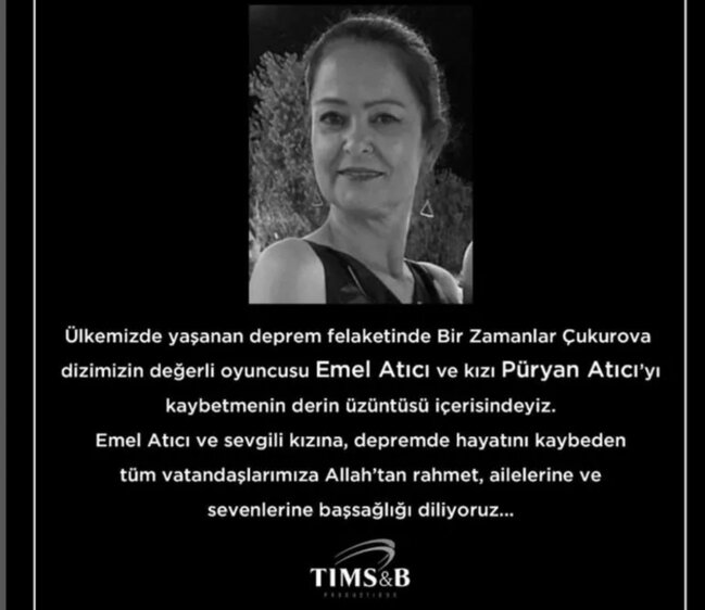 "Bir zamanlar Çukurova"nın aktrisası zəlzələdə həlak oldu