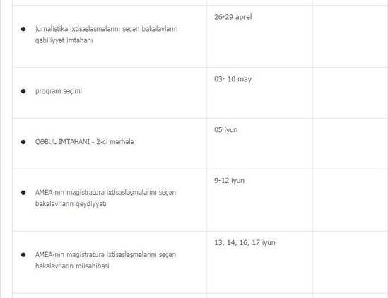 Qəbul imtahanlarının tarixi açıqlandı - CƏDVƏL