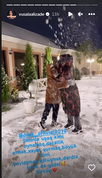 Vüsalə qızı ilə qar sevinci yaşadı - FOTO-VİDEO