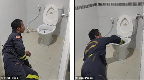 Oturduğu unitazdan iki metrlik İLAN ÇIXDI - FOTO-VİDEO