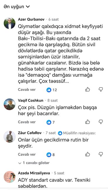 ADY-dən şikayət: Qatarlar ünvana 2 saat gec çatır - Foto