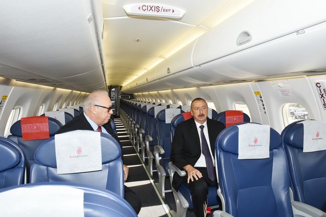 Prezident "Buta Airways"in Bakıya gətirilən ilk təyyarəsi ilə tanış oldu - FOTOLAR