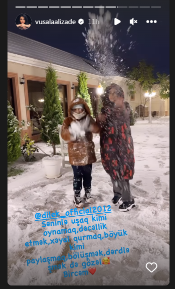 Vüsalə qızı ilə qar sevinci yaşadı - FOTO-VİDEO