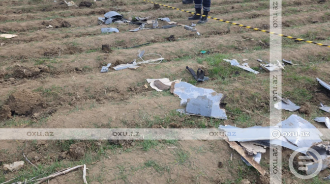 İran dronunun Naxçıvanda düşdüyü yerdən FOTOLAR