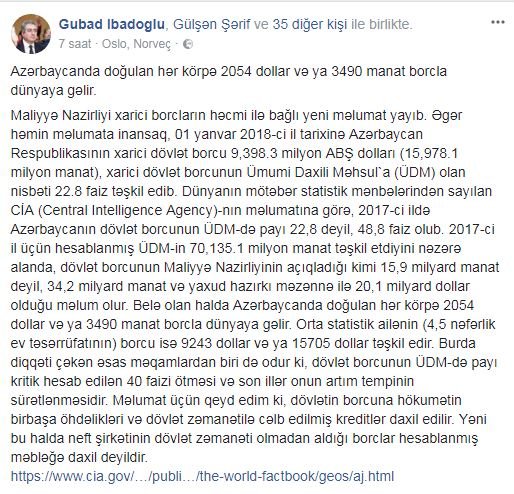 Hər körpə 3490 manat borcla doğulur - AZƏRBAYCANDA