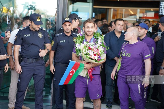 Olimpiadada qızıl medal qazanmış cüdoçular Vətənə qayıdıblar - FOTOLAR