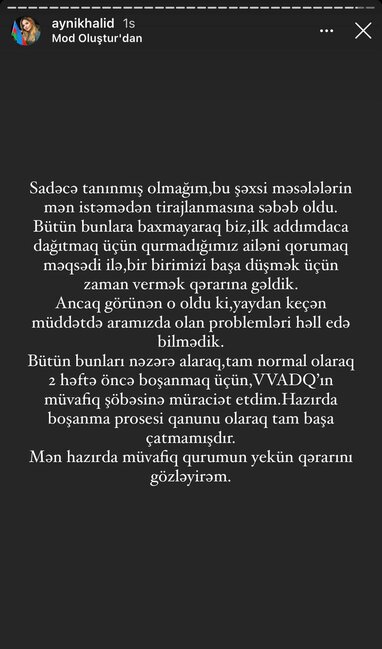 Aynişan boşanması haqda ilk dəfə danışdı - FOTO