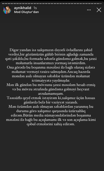 Aynişan boşanması haqda ilk dəfə danışdı - FOTO