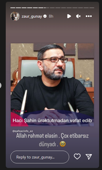 Məşhurların Hacı Şahinlə bağlı paylaşımları - FOTO