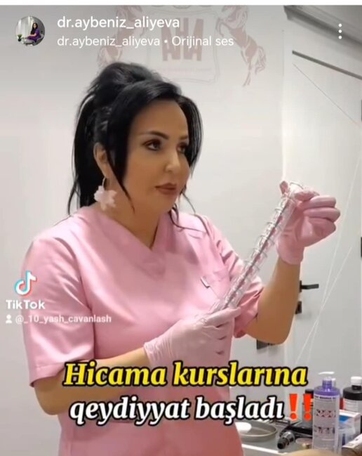 Aybəniz Əliyeva özünü "doktor" kimi təqdim edərək inyeksiya edir? Hicama kursuna görə sertifikat verir? -Fotofakt